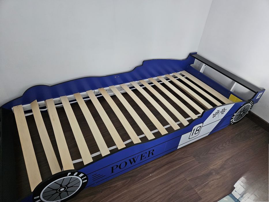 Cama carro de corrida para crianças 90x200 cm Azul