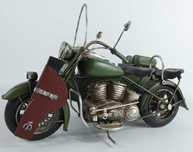 Wojskowy Metalowy MOTOCYKL z koszem zielony karabin RETRO pojazd motor