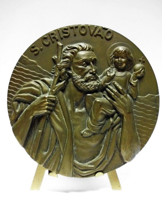 Medalha em bronze de S. Cristovão-com Sé Velha-Coimbra 1977