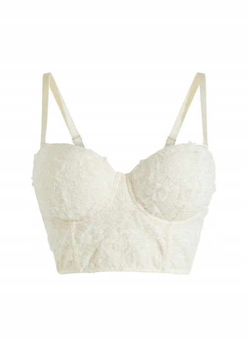 B.P.C Top gorsetowy na fiszbinach beżowy z koronką ^85D