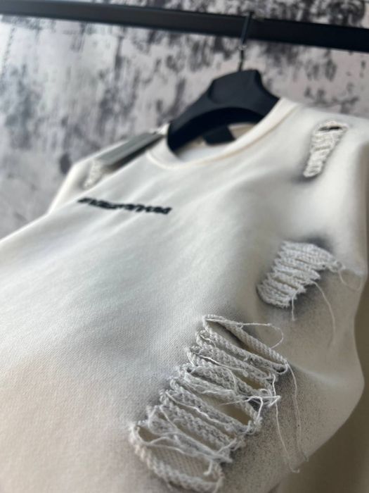 BALENCIAGA мужской брендовый свитшот кофта реглан батник черный белый
