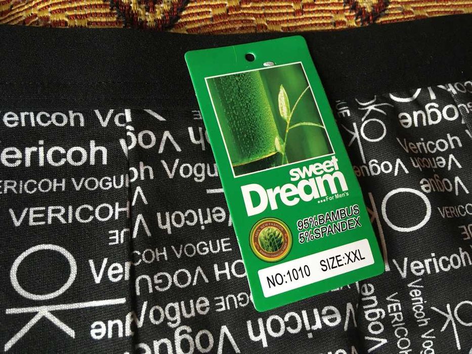 Nowe męskie slipy bokserki majtki czarne napisy bambus spandex