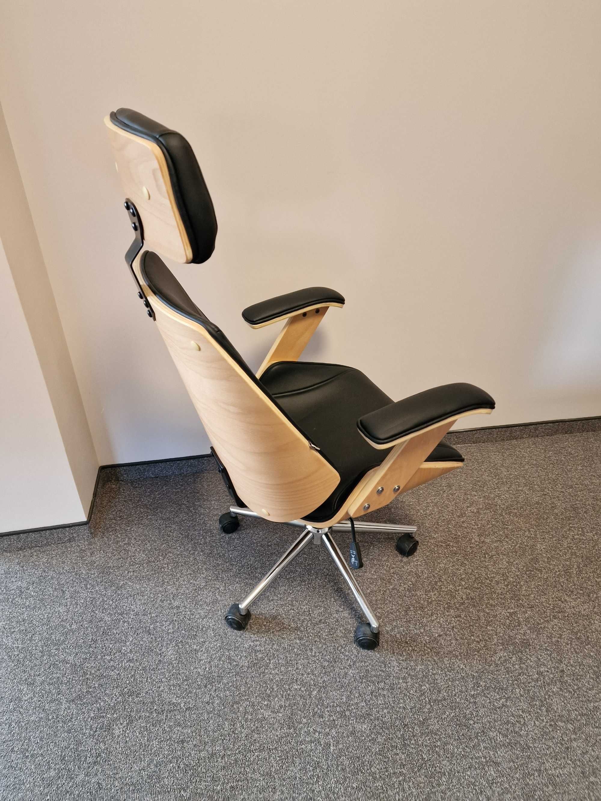 Elegancki fotel biurowy obrotowy sklejka skóra ekologiczna 1 sztuka