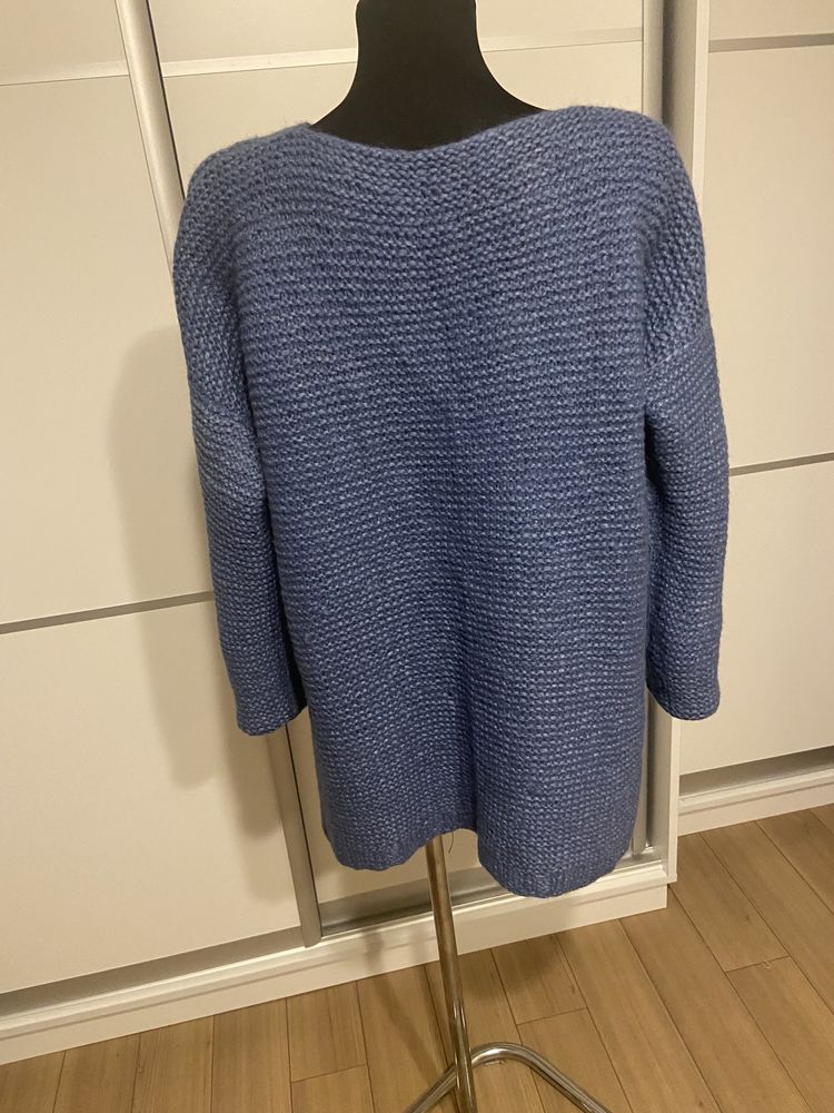 Sweter recznie robiony na drutach r.M/L 100 % handmade % welna merino