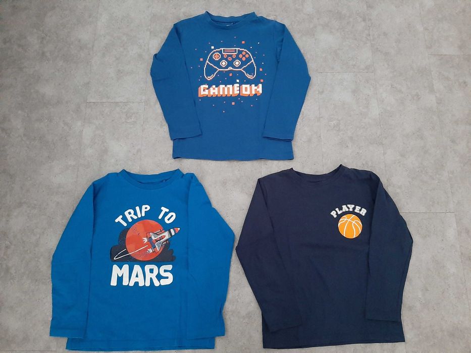 Bluzki z długim rękawem r.128 3szt