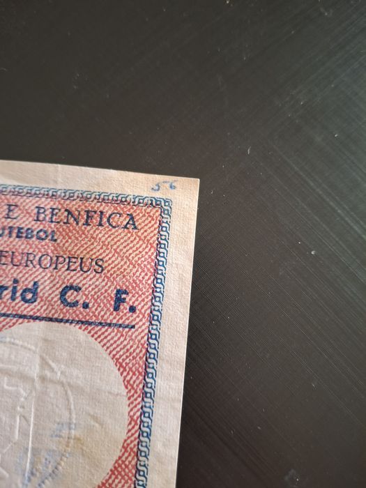 Raro bilhete futebol campeões europeus benfica real madrid