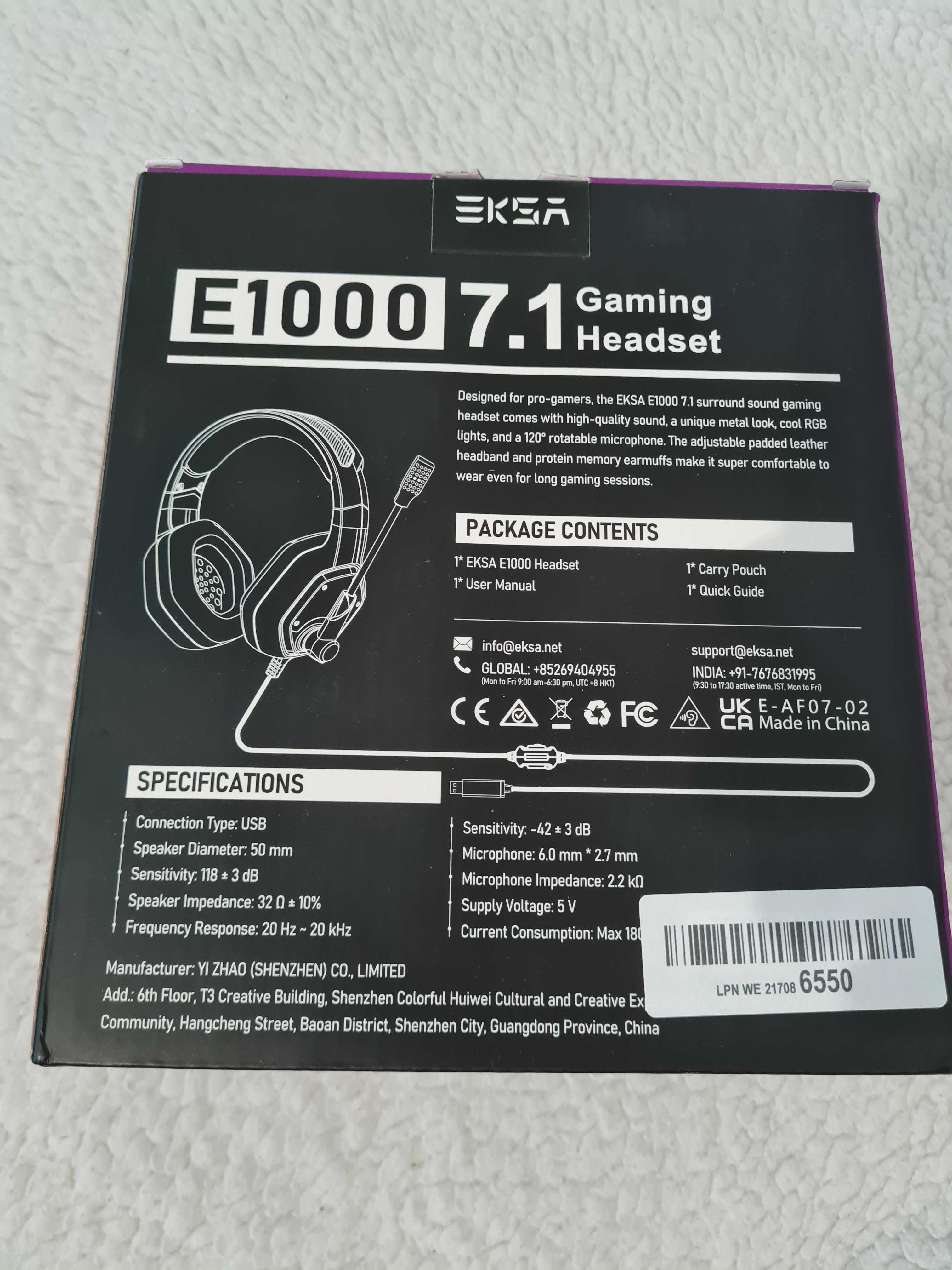 Słuchawki nauszne EKSA E1000 + GRATIS