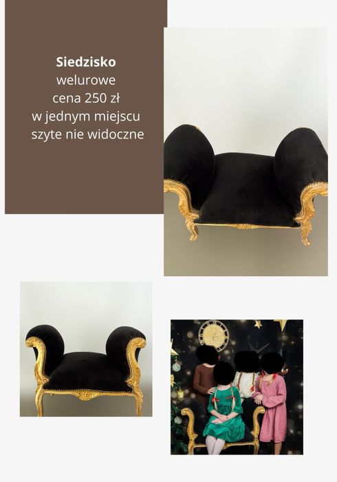 Siedzisko zabytek czarne ze zlotym czytaj opis na zdjeciu