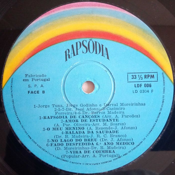 José Afonso, Barros Madeira, etc. - - - - - Coimbra Serenade	- - - 	LP