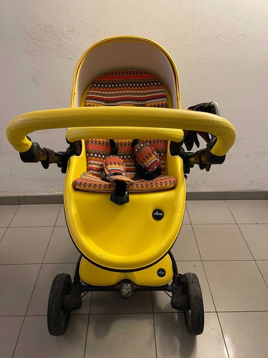 MimaXari Żółty wózek dziecięcy z wieloma akcesoriami *Limited Edition*