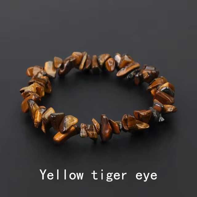 Stylowa bransoletka z naturalnych kamyków tygrysie oko - elastyczna