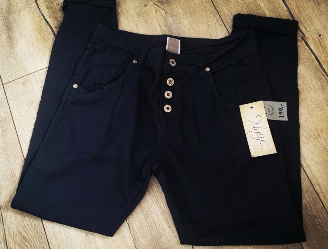 Granatowe damskie spodnie 36 S Made in Italy