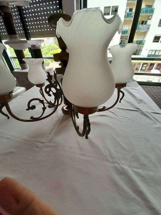 Candeeiro em latão com 5 braços antigo