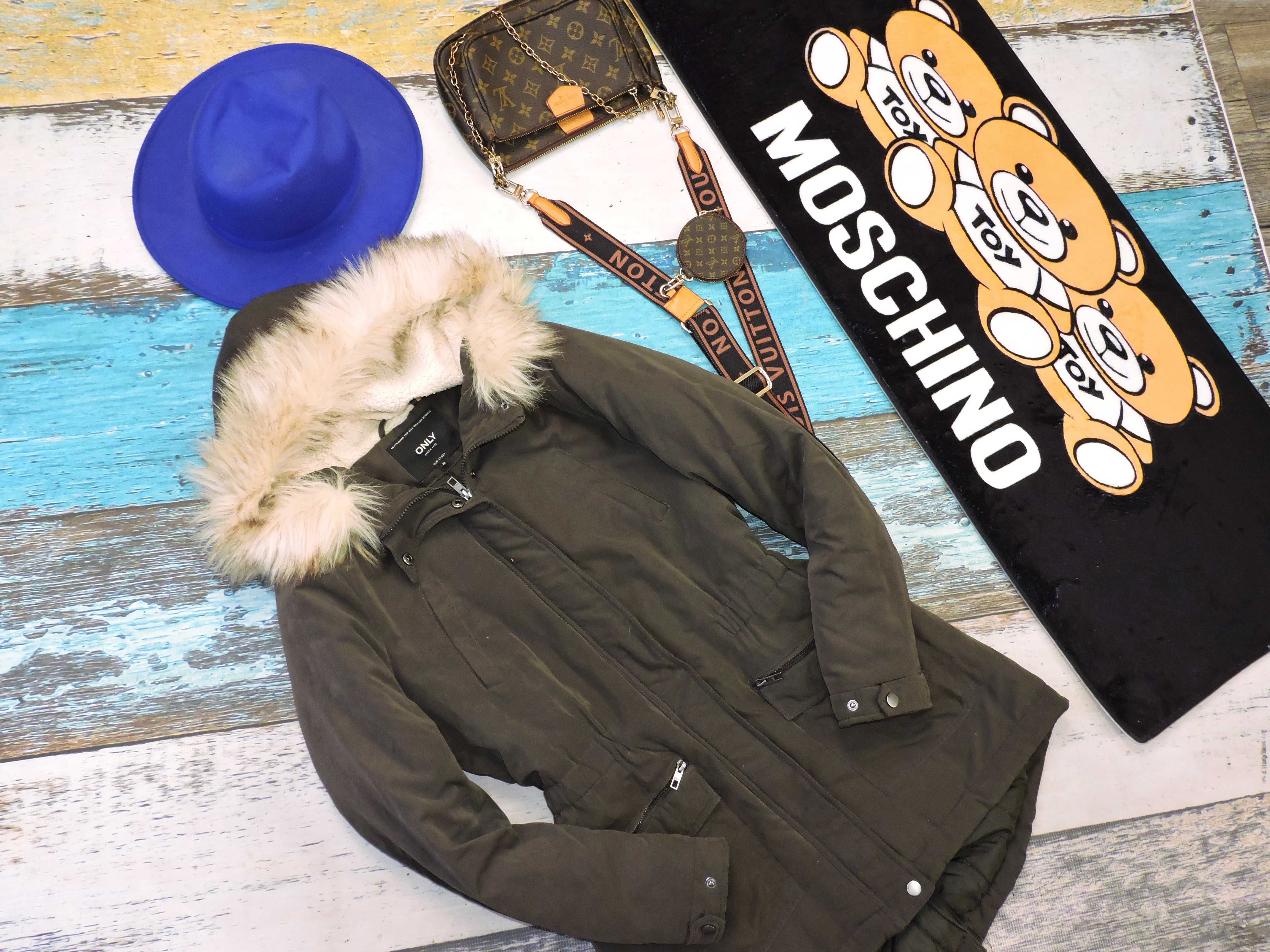 Only Zimowa kurtka parka futerko M