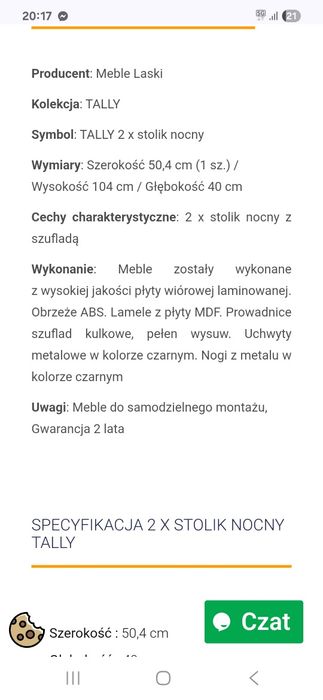 Stoliczki nocne stan dobry