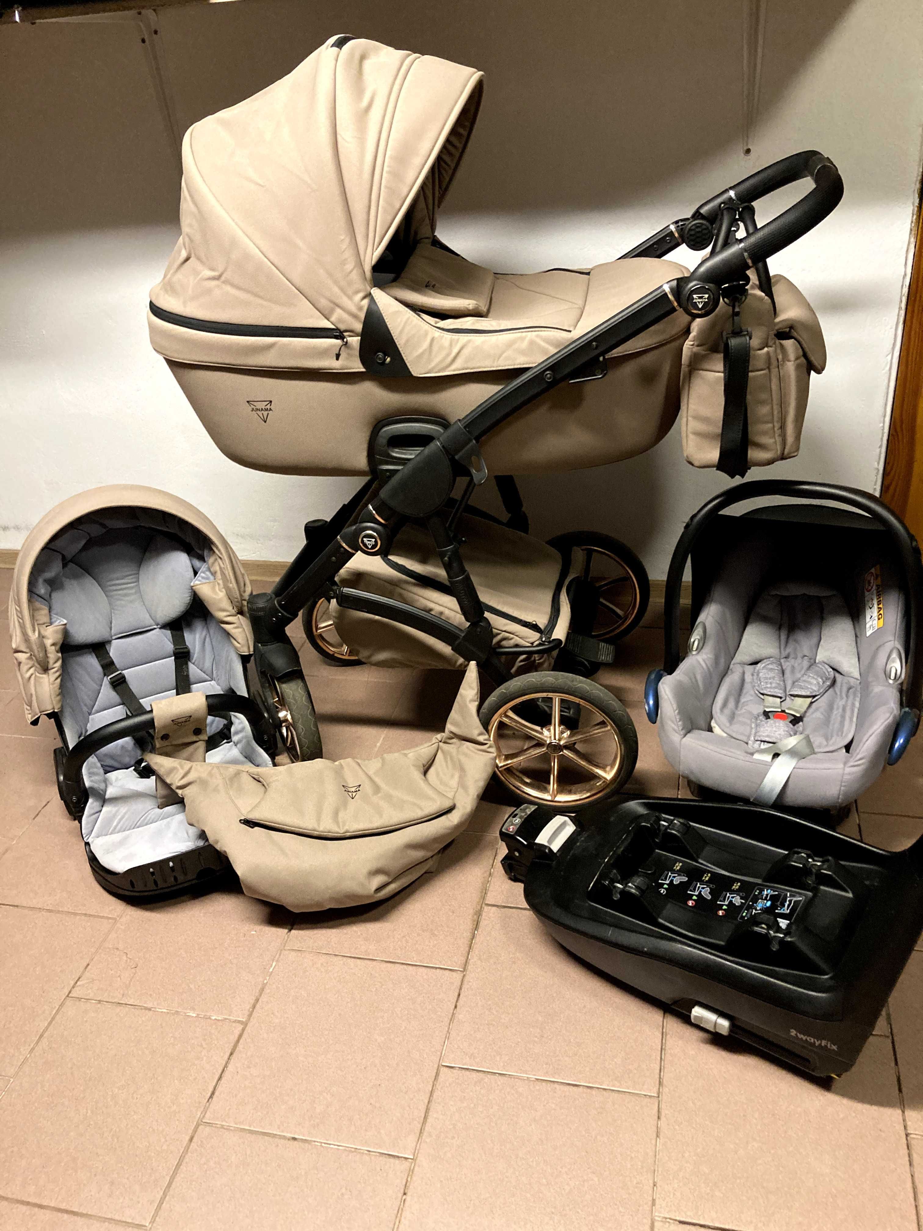 Wózek JUNAMA TERMO LINE TEX 2w1 / 3w1 / 4w1 z bazą Isofix  Beżowy
