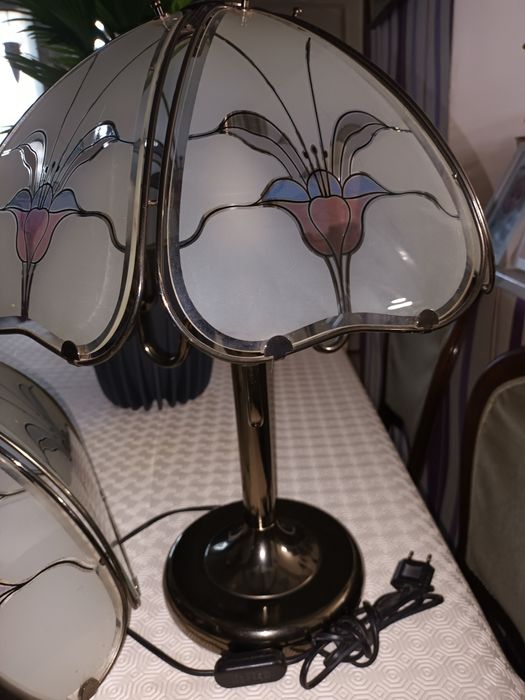 Lampa witrażowa, szkło, metal