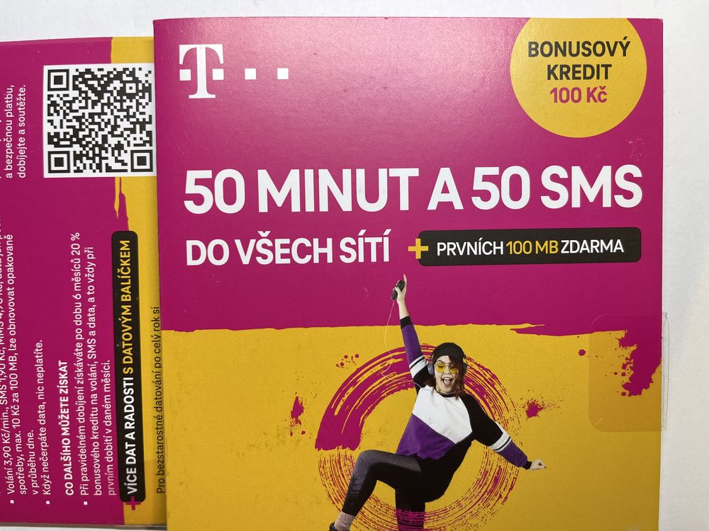 T-mobile Czeska karta Prepaid SIM BEZ REJESTRACJI 50 min + 50SMS