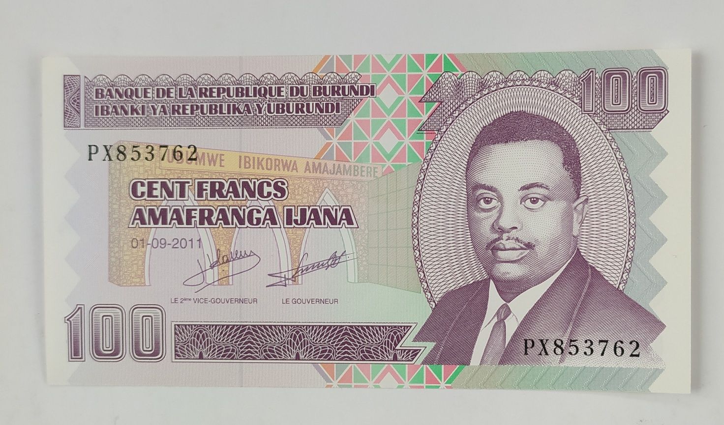 Banknot Burundi 100 FRANCS UNC 2011 seria PX