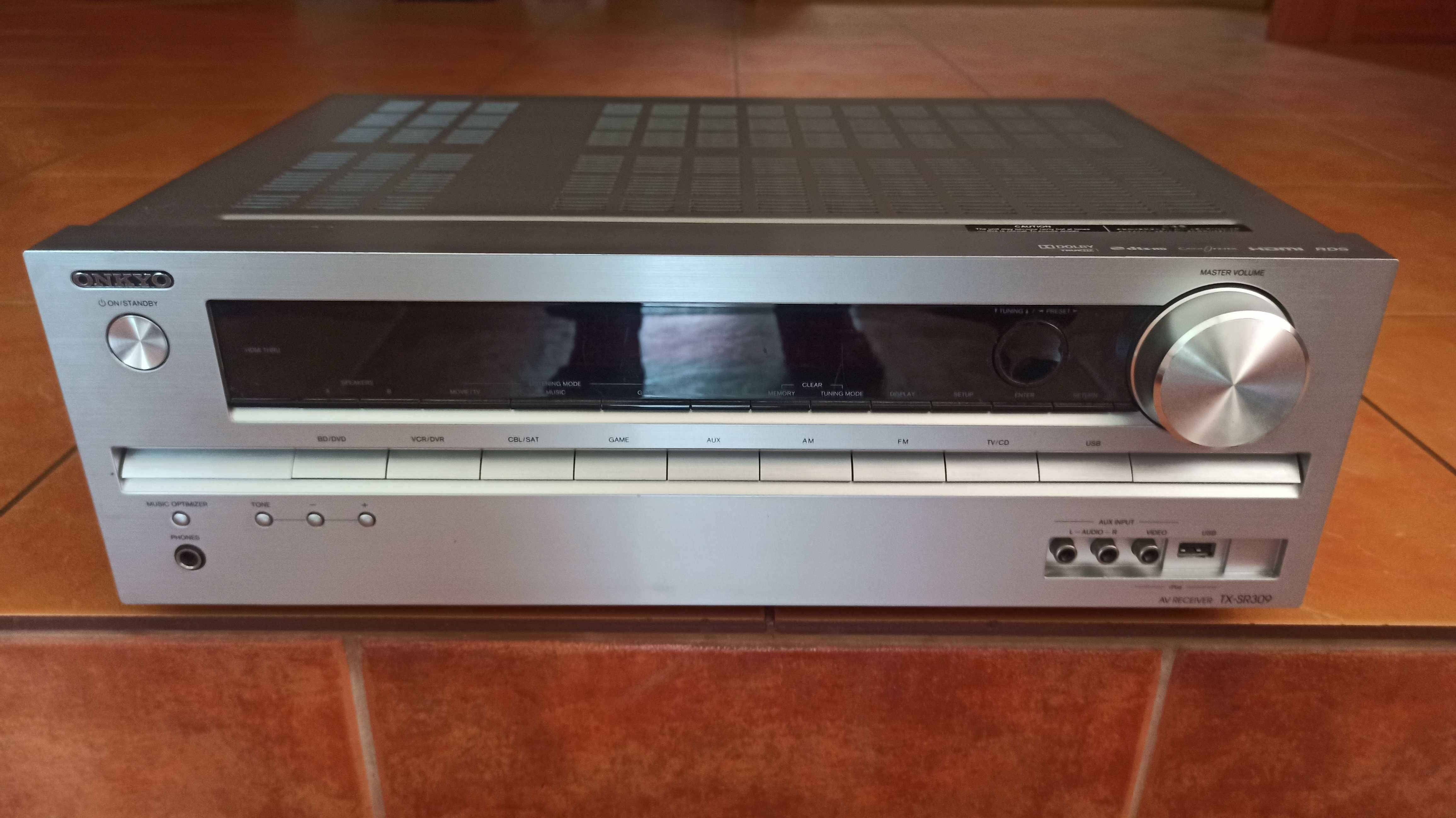 Amplituner Onkyo TX SR 309 ładny stan, wzmacniacz kino domowe USB RDS