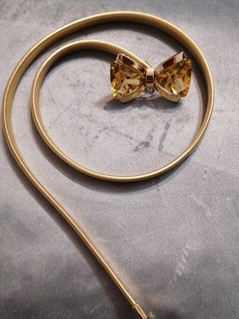 Złoty pasek żmijka uciągliwy sprężynka z kokardką złotą