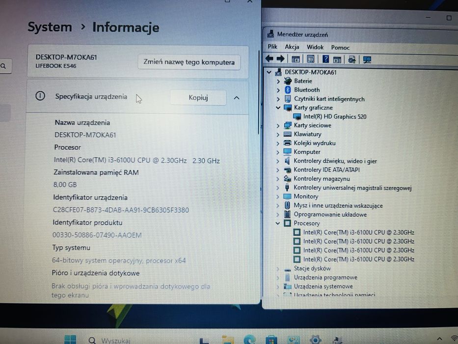 Laptop Fujitsu E546 i3-6gen 8 GB / 128 GB Super Stan ! Warto !