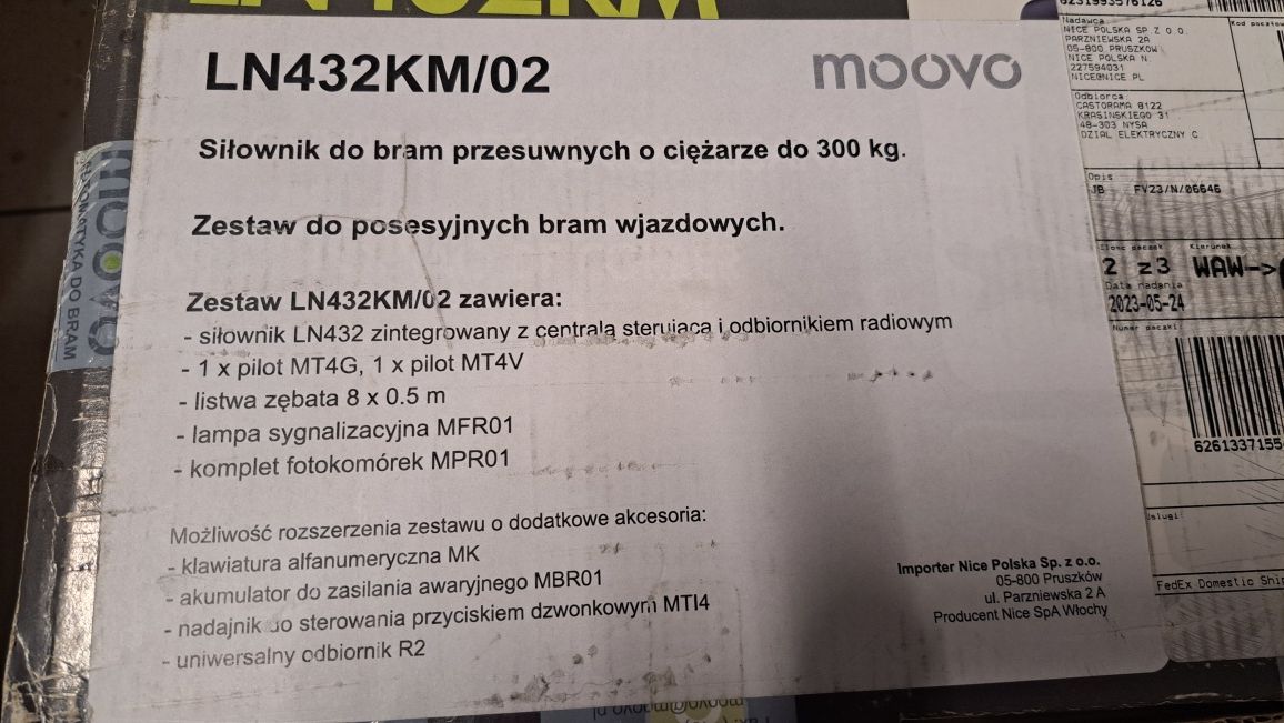 NOWY Napęd do bram przesuwnych moovo LN432KM produkcji włoskiej