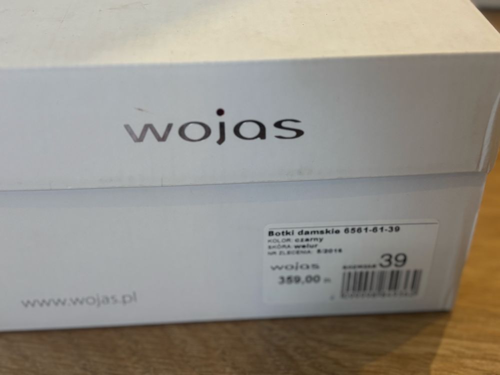 Botki Wojas czarne zamszowe odkryte palce r.39