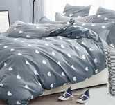 Pościel bawełniana 200x200 szara w serca outlet