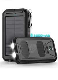 Павербанк 36800mAh, solar power bank + ліхтарик + сонячна панель