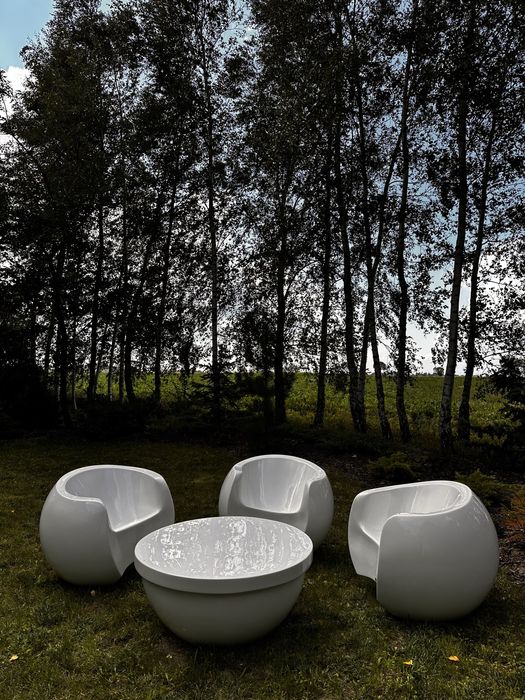 Meble BOWL FineGardens.pl włókno szklane 2 fotele + stolik