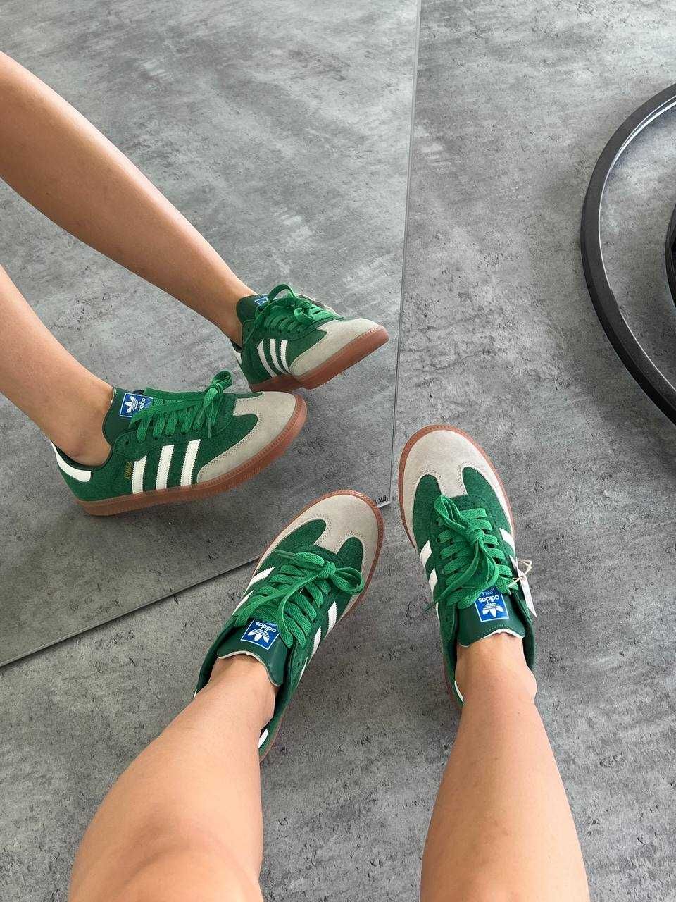 Женские замшевые кеды Adidas Samba green / Адидас Самба 36 37 38 39 40