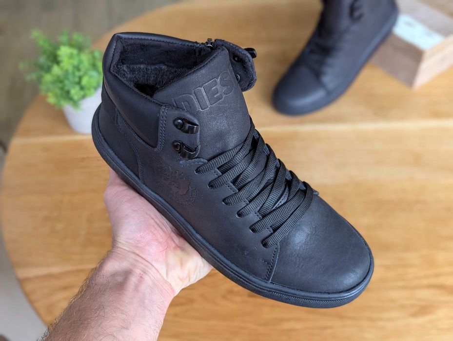 Якісні Чоловічі зимові черевики DIESEL натуральна шкіра Ботинки зимние