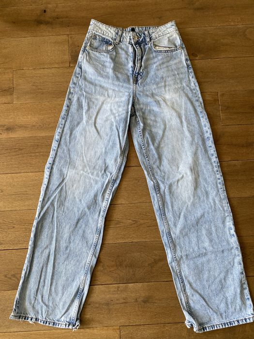 Spodnie jeansy dżinsy H&M Divided 34 niebieskie szerokie luźne baggy
