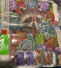 Kit completo Diamond painting Raposa com flores