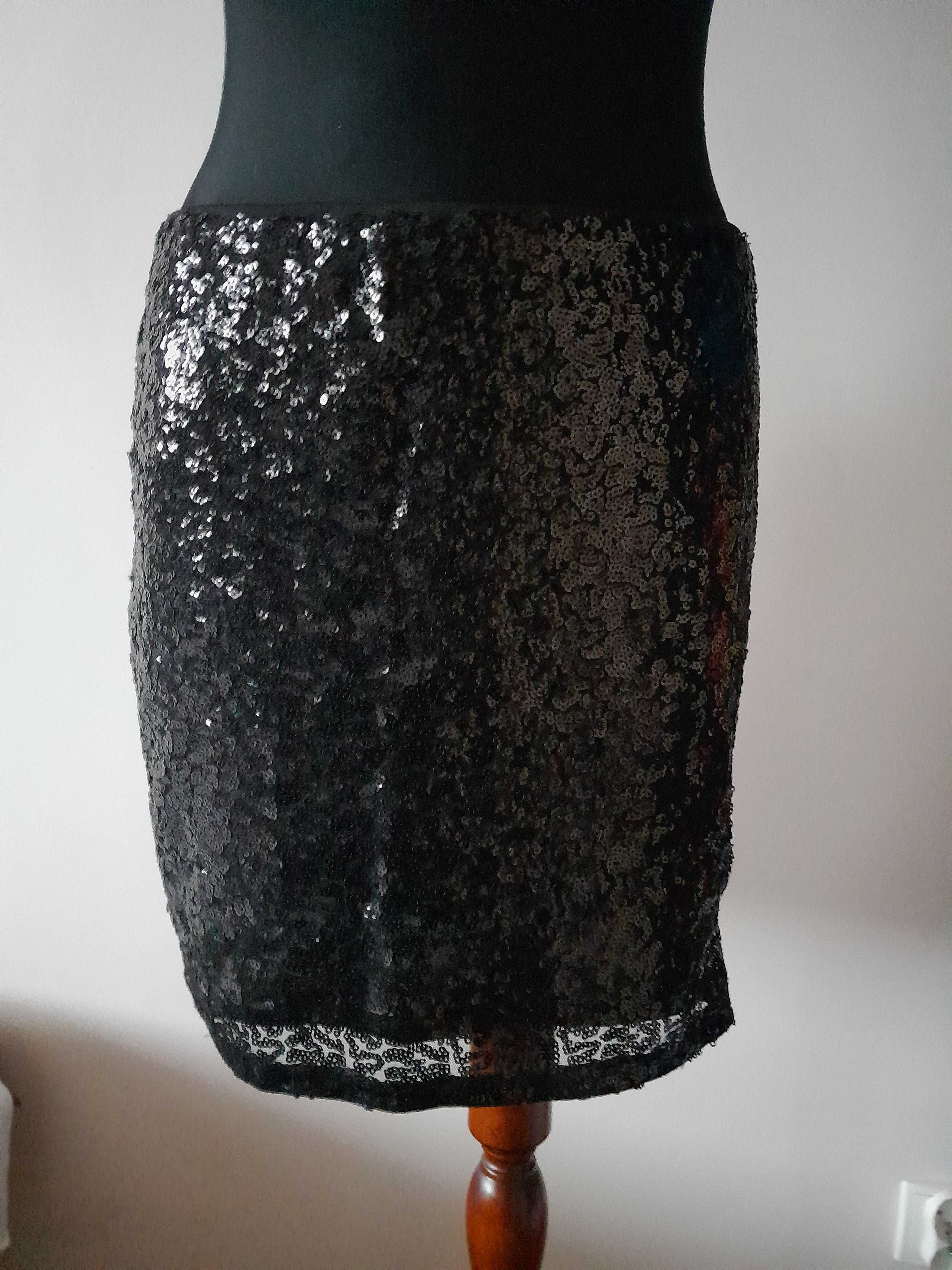 spódnica czarna cekinowa  H&M roz. M