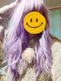 Фиолетовый парик с челкой длинные волосы