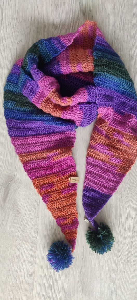 Szalik, handmade, szydełko, multikolor, prezent