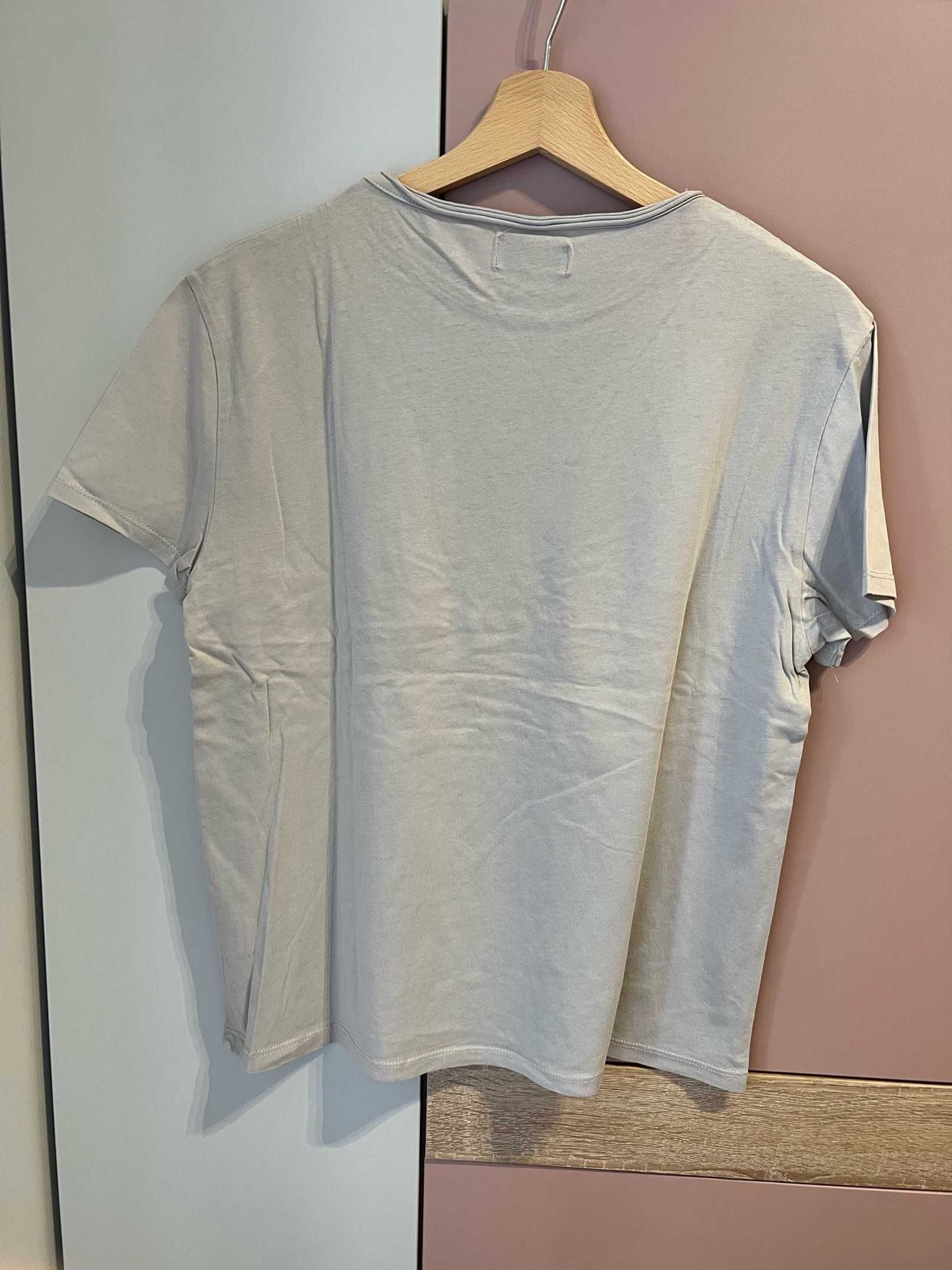 Jasnoszary T-shirt z nadrukiem, Zara - 13-14 lat, 164 cm
