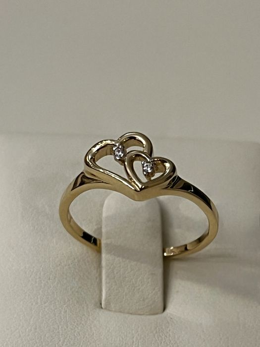 Złoty Pierścionek Serduszka  PR. 585 (14K) Rozmiar 17