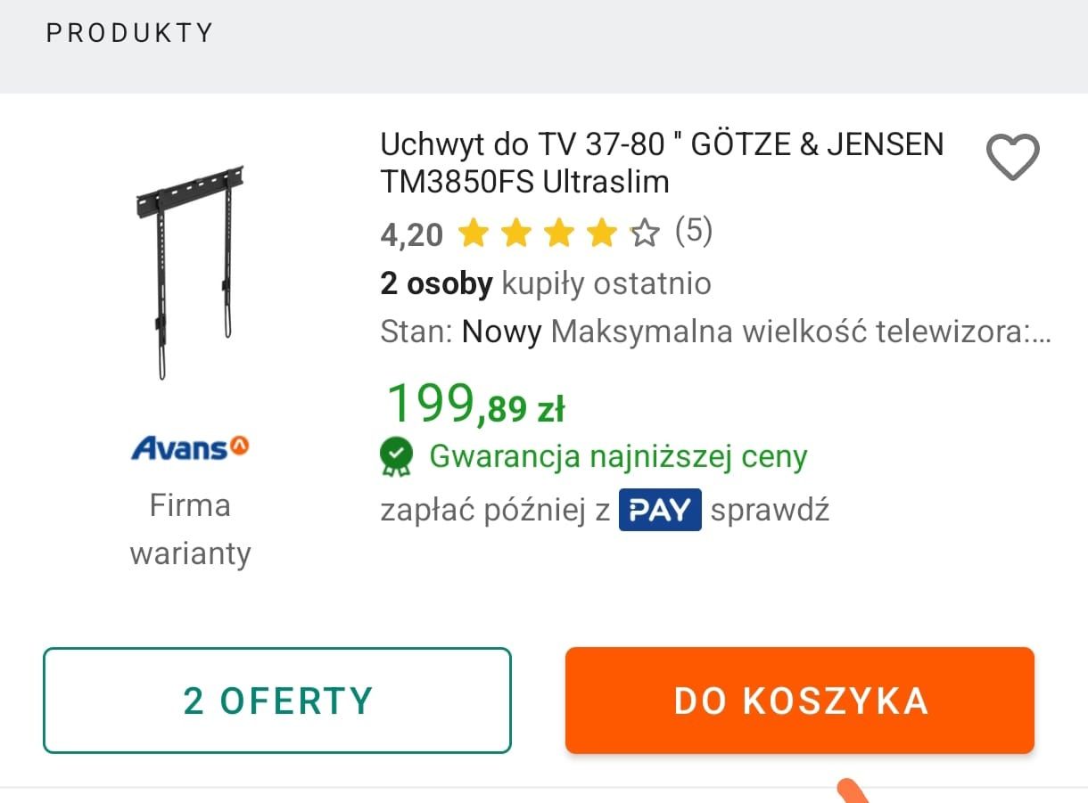 Uchwyt do telewizora TV 37-80 Gotze & Jensen