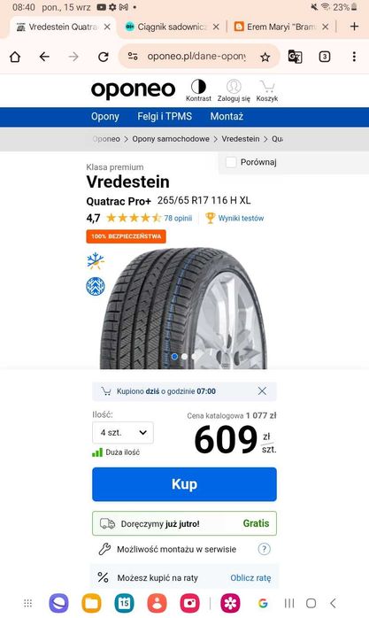 Vredestein opony 265/65/R17 4x4 nie michelin,pirelli suv terenowy bus
