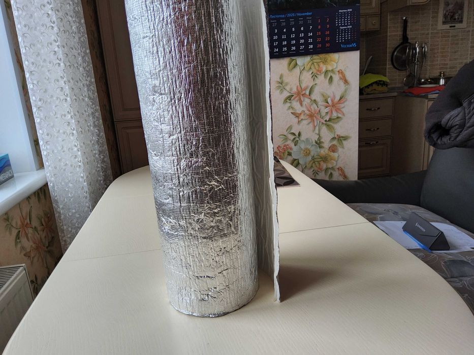 Газовспененый полиэтилен фольгированый самоклейка 3м х 0,5м толщ. 5мм