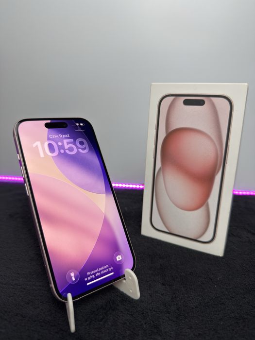 iPhone 15|Pink|100%|Super Stan|Pełen Zestaw