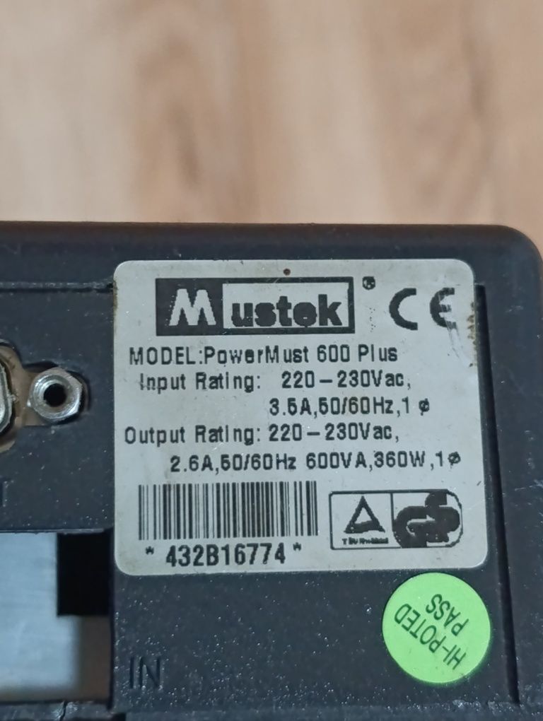 UPS ДБЖ ИБП Mustek 600va 360W (Інвертор , Безперебійник) 12-220
[ IHBe