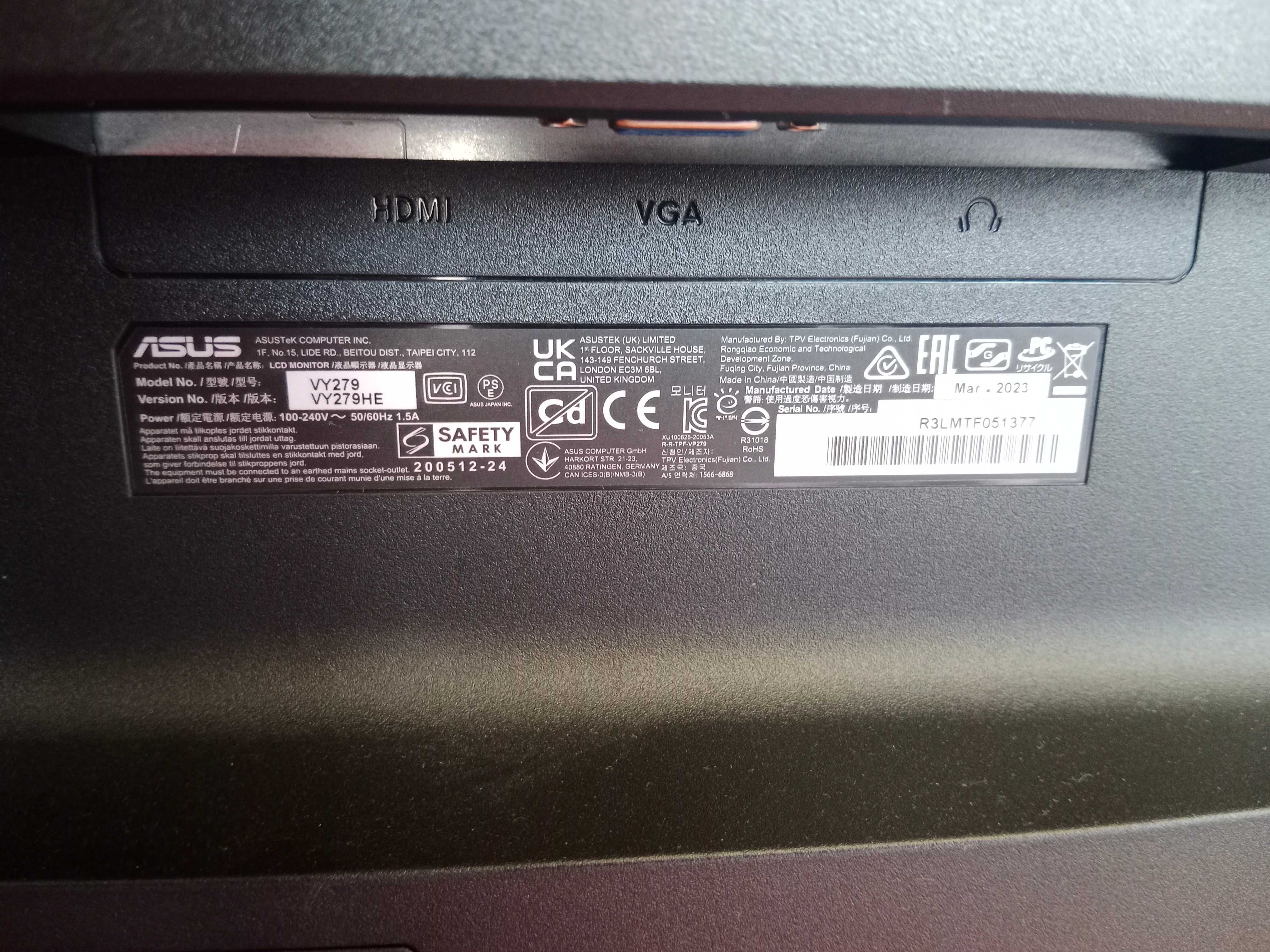 Monitor 27" Asus