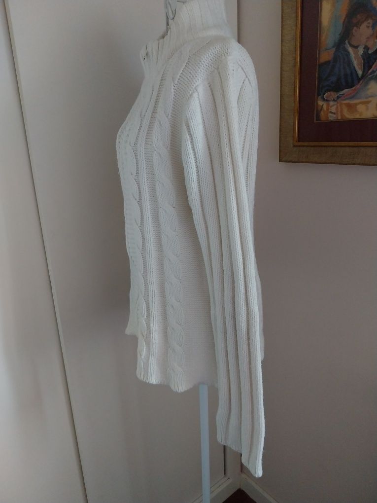 Cardigan cor branco pérola | Barred's | malha quente inverno | XXL