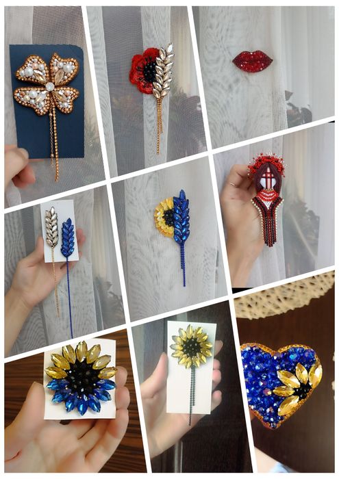 Брошка змія  колосок мотанка патріотична мак серце лелека ластівка