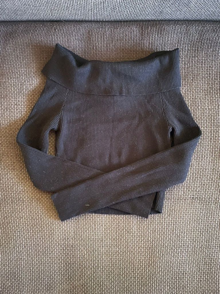 Sweter sweterek bluzka bez ramion odkryte ramiona XS h&m