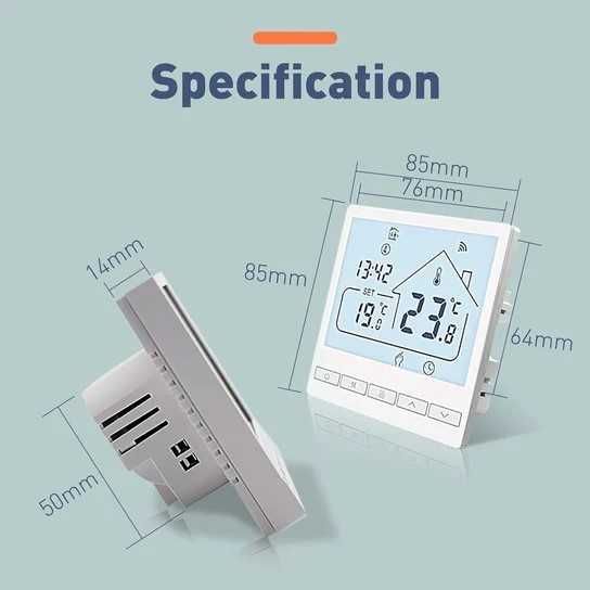 Programowalny Pokojowy Termostat WIFI Beok Alexa,TOL47WIFI-WPB (128b)